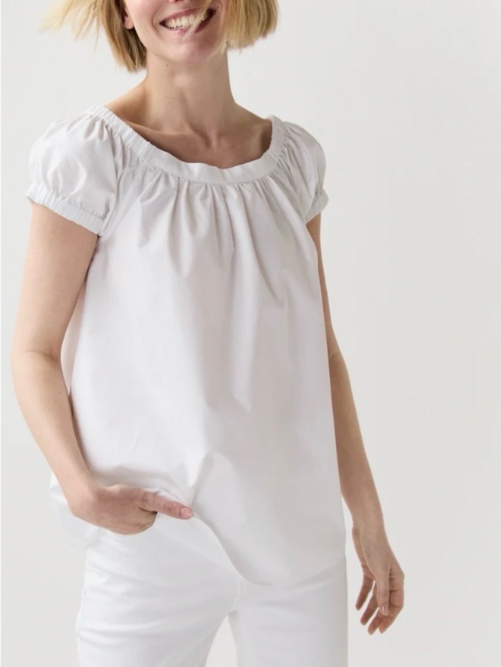 Ann Mashburn Bridget Peasant Top - White